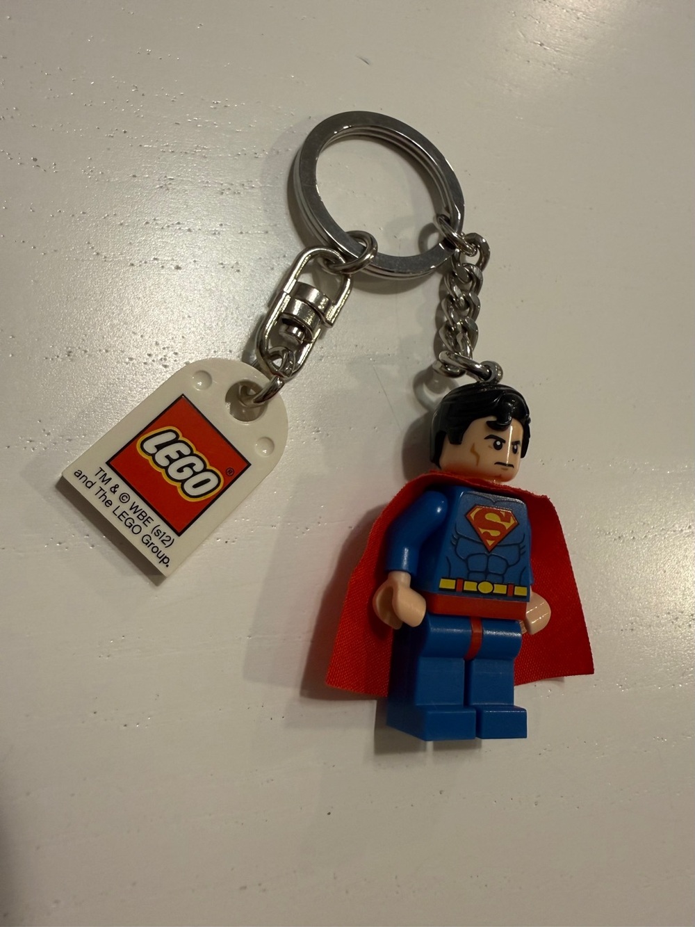 Lego Superman Keychain with Blue Suit and Red Cape